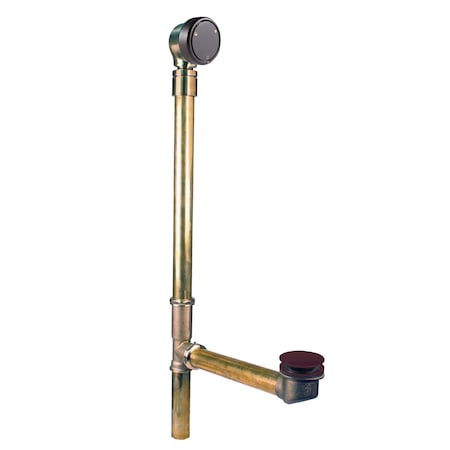 Westbrass Brass Tip-Toe Drain Bathtub Assembly w/ Patented Deep Soak Overflow on Ball Joint, Oil Rubbed Bronze 7931817BJCHM-12